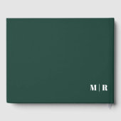 Monogram Bold Modern Simple Emerald Green Wedding Gästebuch (Rückseite)