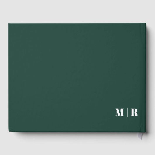 Monogram Bold Modern Simple Emerald Green Wedding Gästebuch (Rückseite)