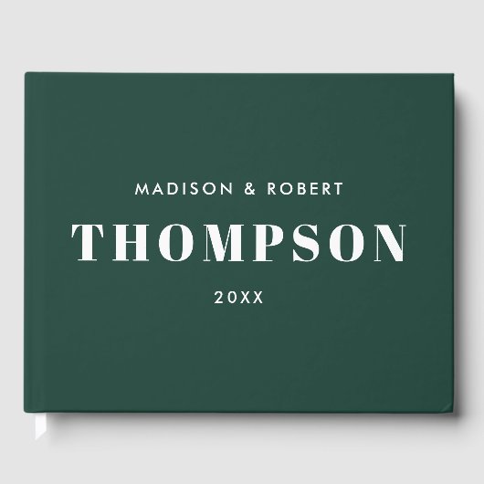 Monogram Bold Modern Simple Emerald Green Wedding Gästebuch (Vorderseite)