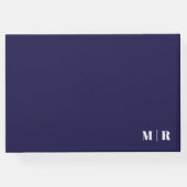 Monogram Bold Modern Simple Navy Blue Wedding Gästebuch (Rückseite)
