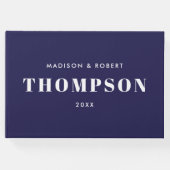 Monogram Bold Modern Simple Navy Blue Wedding Gästebuch (Vorderseite)