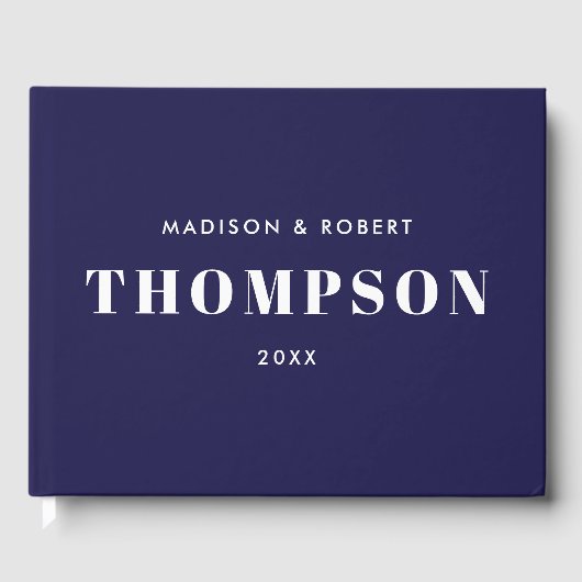Monogram Bold Modern Simple Navy Blue Wedding Gästebuch (Vorderseite)