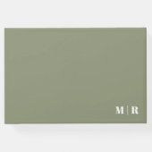 Monogram Bold Modern Simple Sage Green Wedding Gästebuch (Rückseite)