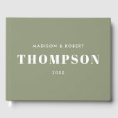 Monogram Bold Modern Simple Sage Green Wedding Gästebuch (Vorderseite)
