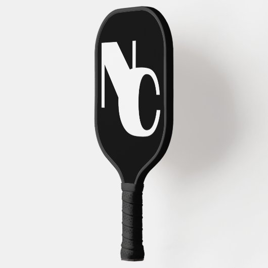 Monogram Bold Overlapping Initials Schwarz und Wei Pickleball Schläger (Links)