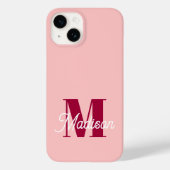 Monogram Bold Pink Personalized Initials Case-Mate iPhone Hülle (Rückseite)