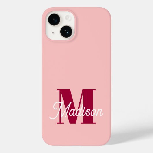 Monogram Bold Pink Personalized Initials Case-Mate iPhone Hülle (Rückseite)