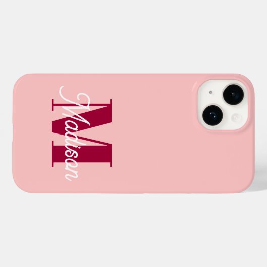 Monogram Bold Pink Personalized Initials Case-Mate iPhone Hülle (Rückseite (Horizontal))