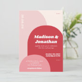 Monogram Bold Rosa Red Retro Arch Wedding Einladung (Stehend Vorderseite)