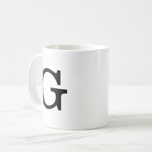 Monogram Bold Simple Schlicht Black & White Kaffeetasse (Vorderseite Links)