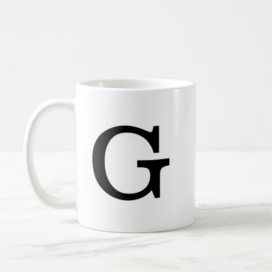 Monogram Bold Simple Schlicht Black & White Kaffeetasse (Links)