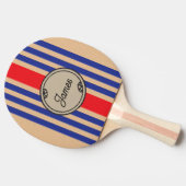 Monogram Border Custom First Name Sporty Stripes Tischtennis Schläger (Seitenansicht)