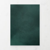 Monogram & Border Elegant Emerald Green Wedding Dreifach Gefaltete Einladung (Cover)