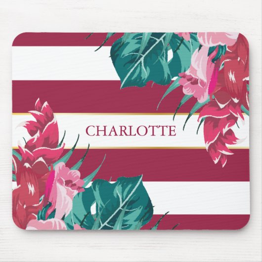 Monogram bordey floral gestreift mousepad (Vorne)