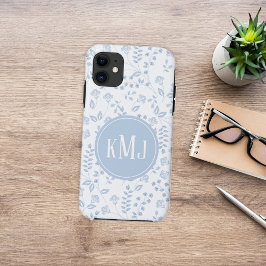 Monogram Botanical Blue Simple Floral Pattern Case-Mate iPhone Hülle
