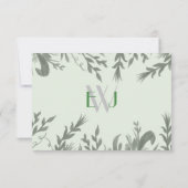 Monogram Botanical Greenerenerity Wedding rsvp Einladung (Rückseite)