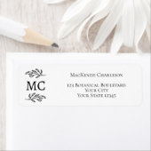Monogram Botanical Leaf Line Art Return Address (Insitu)