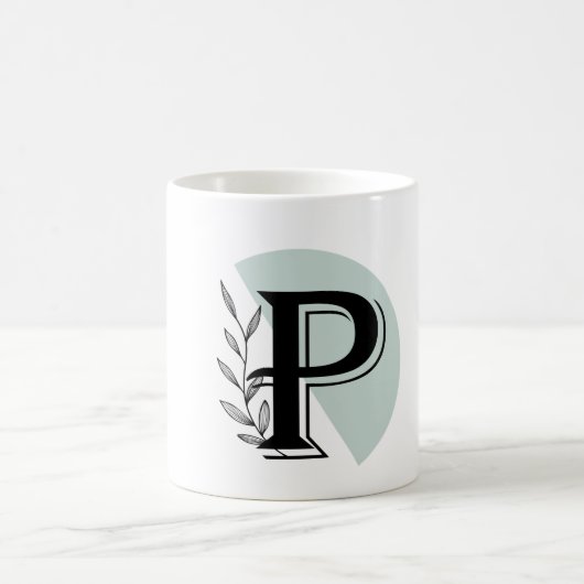  Monogram Botanical Leaf P letter classic mug Kaffeetasse (Mittel)