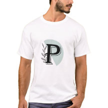  Monogram Botanical Leaf P letter Unisex Tshirt 