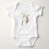 Monogram Botanische Eukalyptus Moderne Premium Baby Strampler (Vorderseite)