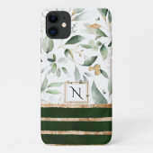 Monogram Botanischer Botanischer Glitzer Case-Mate iPhone Hülle (Rückseite)