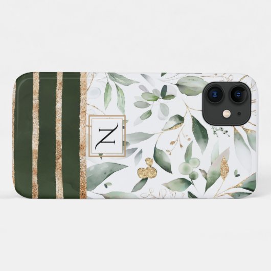 Monogram Botanischer Botanischer Glitzer Case-Mate iPhone Hülle (Rückseite (Horizontal))