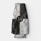 Monogram Bottle Cooler Black White Check Marble Flaschenkühler (Vorderseite)