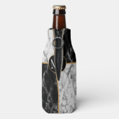 Monogram Bottle Cooler Black White Check Marble Flaschenkühler (Flasche Rückseite)