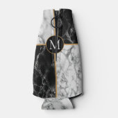 Monogram Bottle Cooler Black White Check Marble Flaschenkühler (Rückseite)