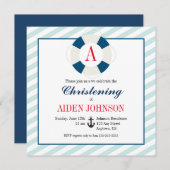 Monogram Bouy Nautical Baby Boy Christening Einladung (Vorne/Hinten)