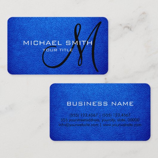 Monogram Brandeis Blue Leather Look Visitenkarte (Vorne/Hinten)