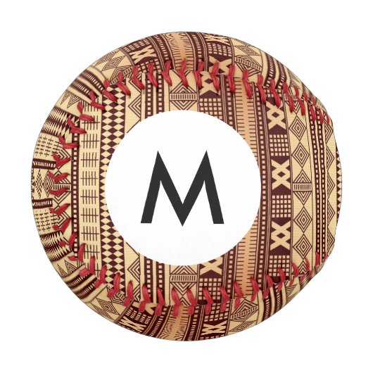 Monogram Braun Ethno-Struktur Baseball (Vorderseite Links)