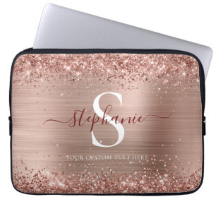 Monogram Braun Faux-Glitter Girly Glam Laptopschutzhülle