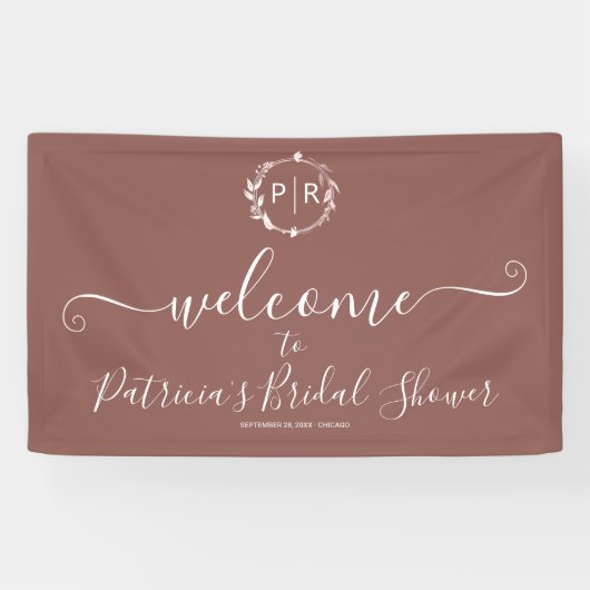 Monogram Brautschauer Willkommensschild Banner (Horizontal)