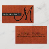 Monogram Brick Red Elegant Leinwand Visitenkarte (Vorne/Hinten)