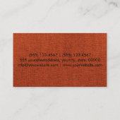 Monogram Brick Red Elegant Leinwand Visitenkarte (Rückseite)
