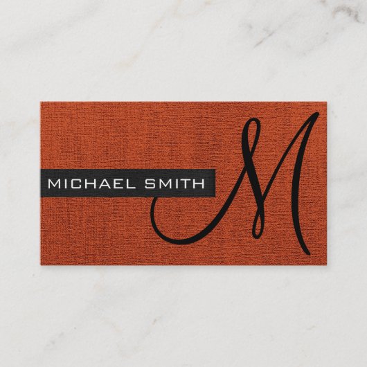 Monogram Brick Red Elegant Leinwand Visitenkarte (Vorderseite)