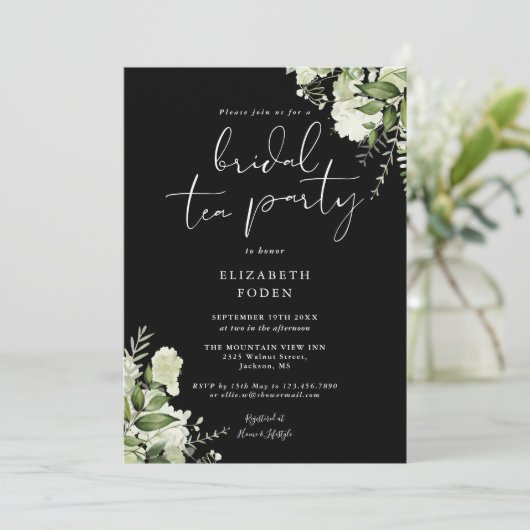 Monogram Bridal Tea Party Einladung (Stehend Vorderseite)