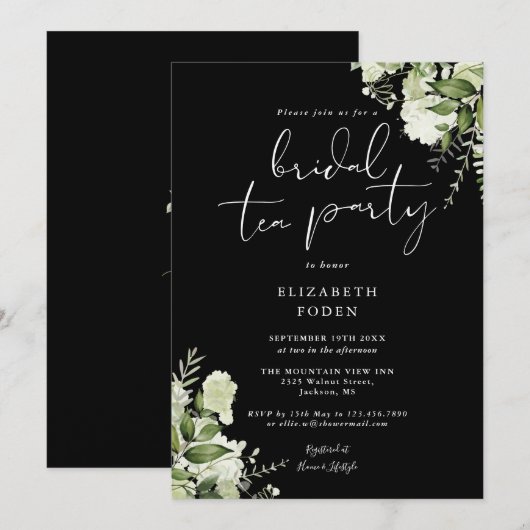 Monogram Bridal Tea Party Einladung (Vorne/Hinten)