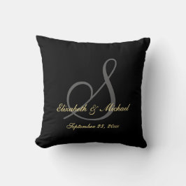 Monogram Bride Groom Names Wedding Keepake Pillow Kissen