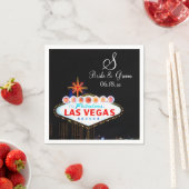 Monogram Bride Groom Wedding Las Vegas Sign Night Serviette (Beispiel)