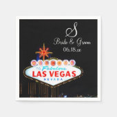 Monogram Bride Groom Wedding Las Vegas Sign Night Serviette (Vorderseite)