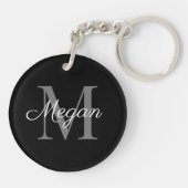 Monogram Bridesmaid Geschenk mit dem Namen Schwarz Schlüsselanhänger (Rückseite)
