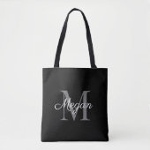 Monogram Bridesmaid-Geschenk mit Name Black-Tasche Tasche (Vorderseite)
