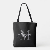 Monogram Bridesmaid-Geschenk mit Name Black-Tasche Tasche (Rückseite)