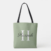 Monogram Bridesmaid Geschenk mit Name Sage Green T Tasche (Rückseite)