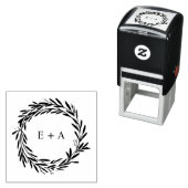 Monogram Bridge and Groom Initials Wreath Permastempel (Beispiel)