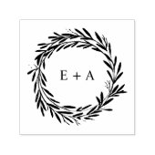 Monogram Bridge and Groom Initials Wreath Permastempel (Design)