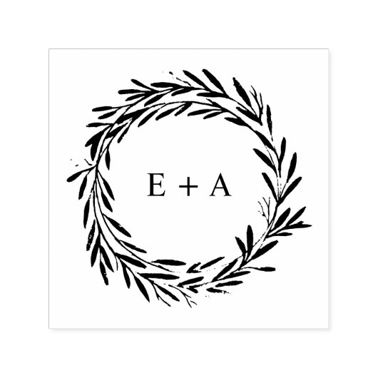Monogram Bridge and Groom Initials Wreath Permastempel (Design)