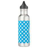 Monogram Bright Blue Gingham Pattern Edelstahlflasche (Links)
